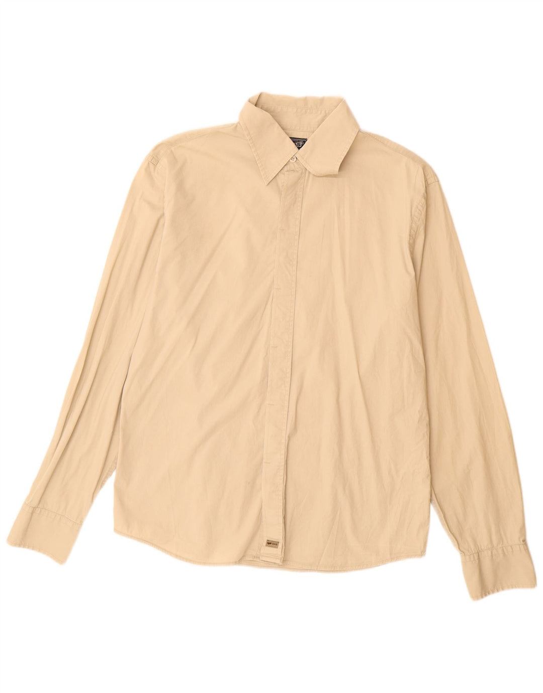 Gas Mens Shirt XL Beige Cotton