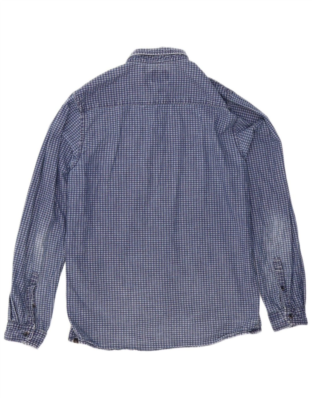 Quiksilver Mens Slim Fit Shirt Medium Navy Blue Check Cotton