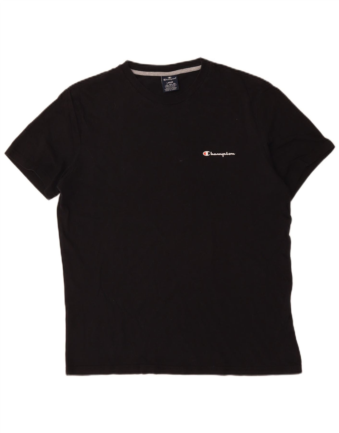 Champion Mens T-Shirt Top Large Black Cotton