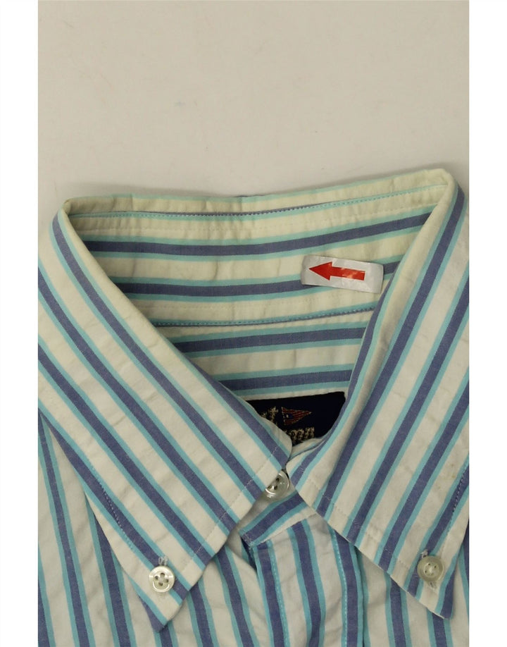 Best Company Mens Shirt Large Blue Striped Cotton