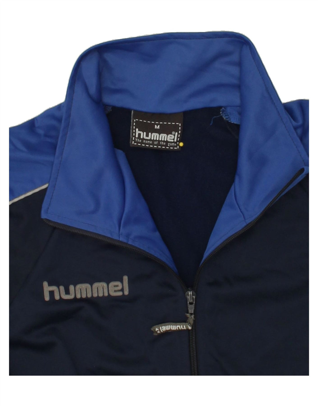 HUMMEL Mens Graphic Tracksuit Top Jacket Medium Navy Blue Colourblock Vintage Hummel and Second-Hand Hummel from Messina Hembry 