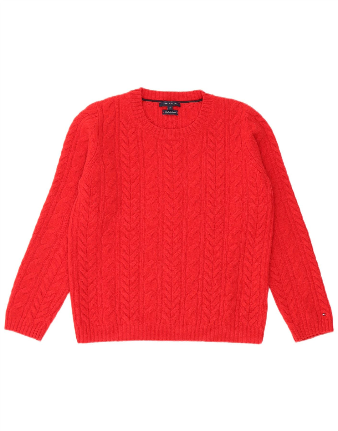 Tommy Hilfiger Womens Crew Neck Jumper Sweater UK 12 Medium Red Wool