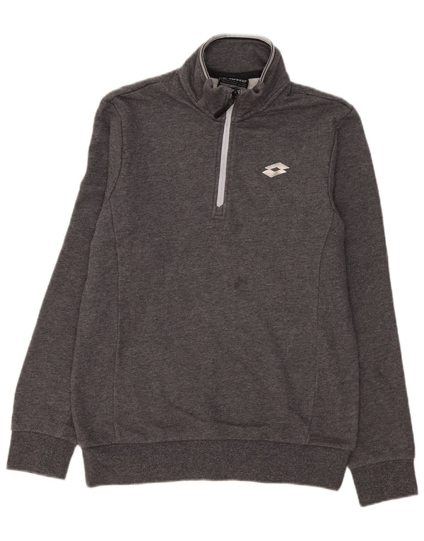 Lotto Mens Zip Neck Sweatshirt Jumper Small Grey Cotton