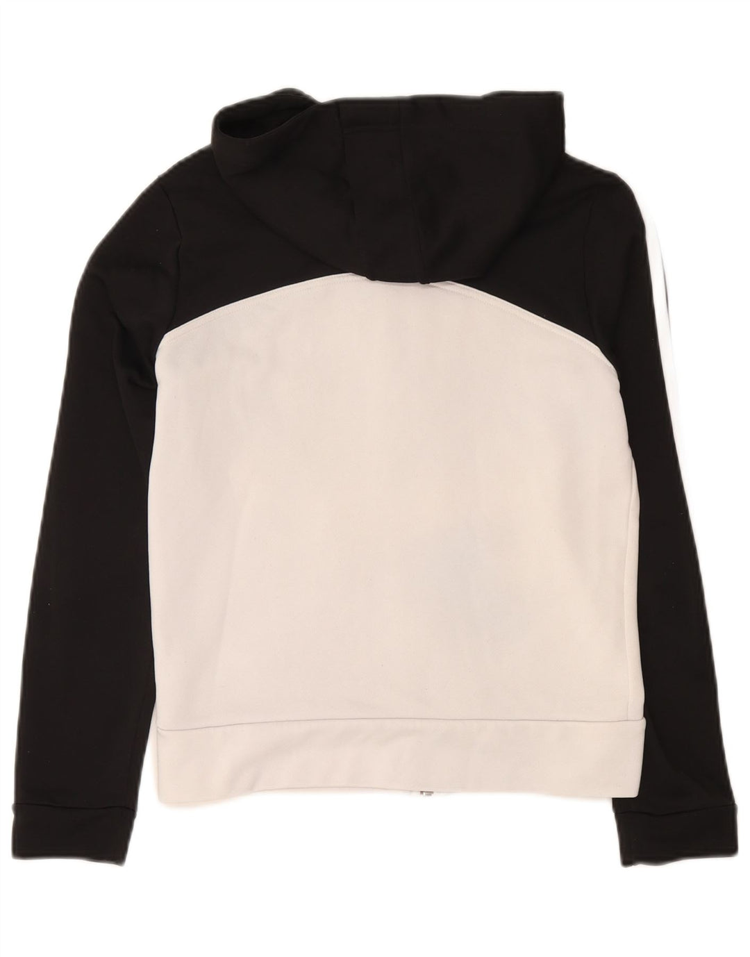 Adidas Womens Zip Hoodie Sweater UK 12 Medium Black Colourblock Polyester