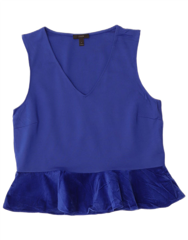 J. CREW Womens Sleeveless Blouse Top UK 14 Large Blue Viscose