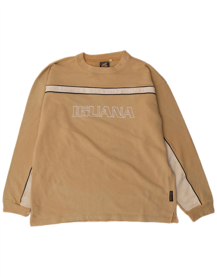 IGUANA Mens Graphic Sweatshirt Jumper XL Beige Cotton