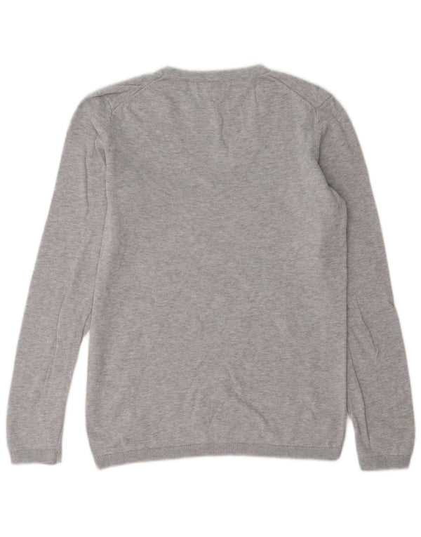 Tommy Hilfiger Womens V-Neck Jumper Sweater UK 10 Small Grey Flecked
