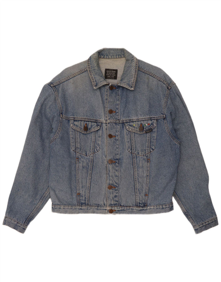 Giacca Jeans Uomo Benetton IT 46 Small Blu Cotone