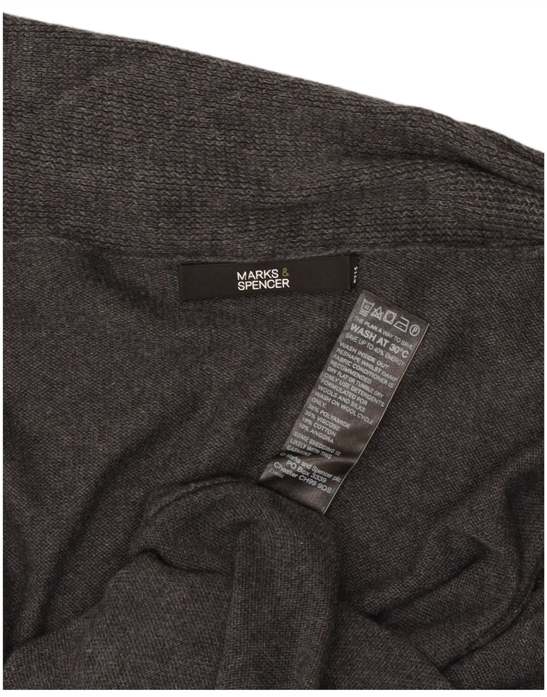 Marks & Spencer Womens Longline Open Cardigan Sweater UK 16 Large Grey