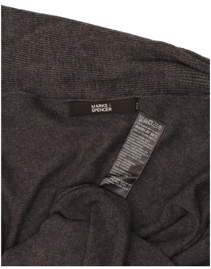 Marks & Spencer Womens Longline Open Cardigan Sweater UK 16 Large Grey