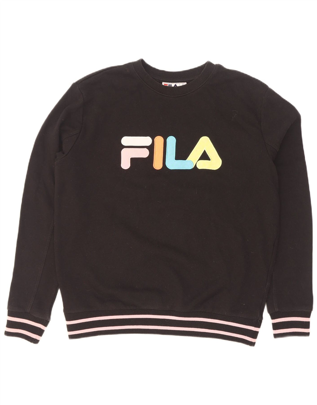 Fila Mens Graphic Sweatshirt Jumper Large Black Striped Cotton