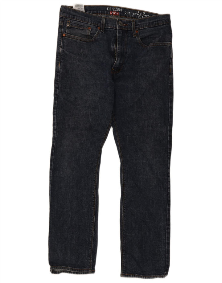 Levi's Mens Denizen Slim Straight Jeans W34 L30 Navy Blue Cotton