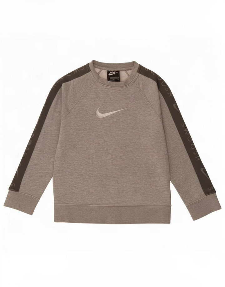 Felpa con grafica Nike per ragazzi, 8-9 anni, piccola, in cotone grigio
