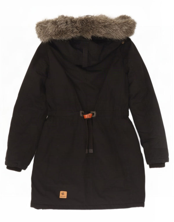 Giacca parka con cappuccio da donna KHUJO UK 14 cotone nero medio