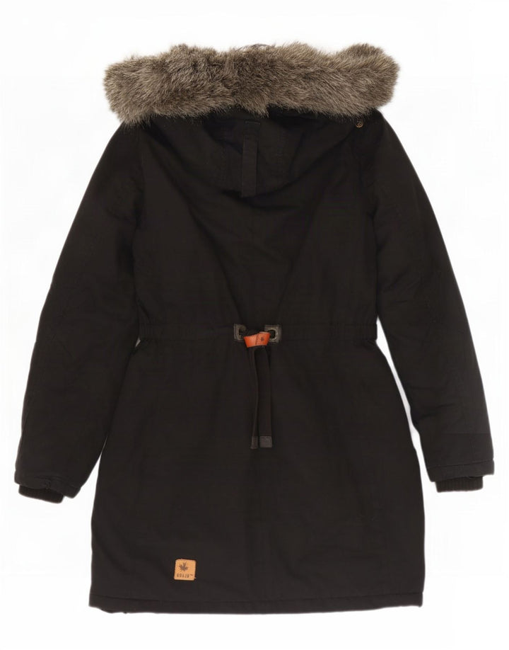 Giacca parka con cappuccio da donna KHUJO UK 14 cotone nero medio