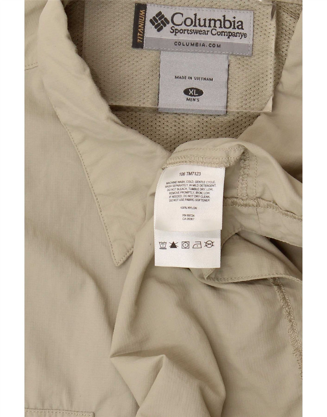 Columbia Mens Shirt XL Beige Nylon