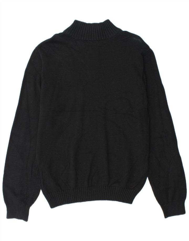 Izod Mens Zip Neck Jumper Sweater XL Black Cotton
