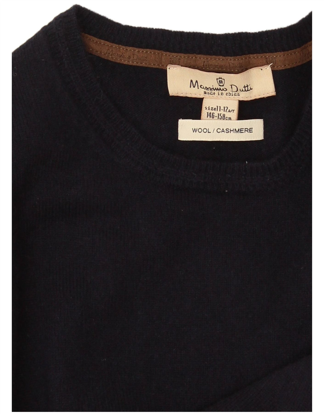Massimo Dutti Boys Crew Neck Jumper Sweater 11-12 Years Navy Blue Wool