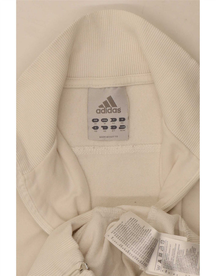 Adidas Womens Tracksuit Top Jacket UK 14 Médio Branco