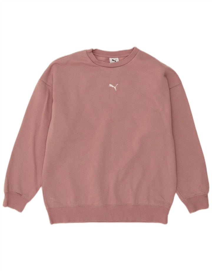 Puma Womens Oversized Sweatshirt Jumper UK 10 Small Pink Cotton