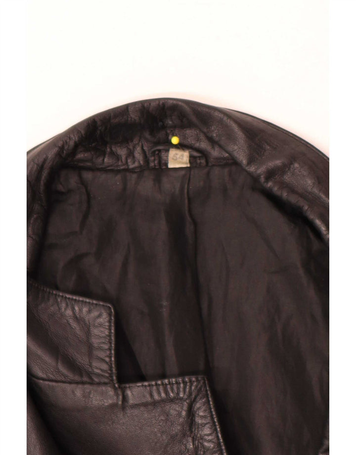 Vintage hombres 3 botones cuero Blazer chaqueta IT 54 XL negro