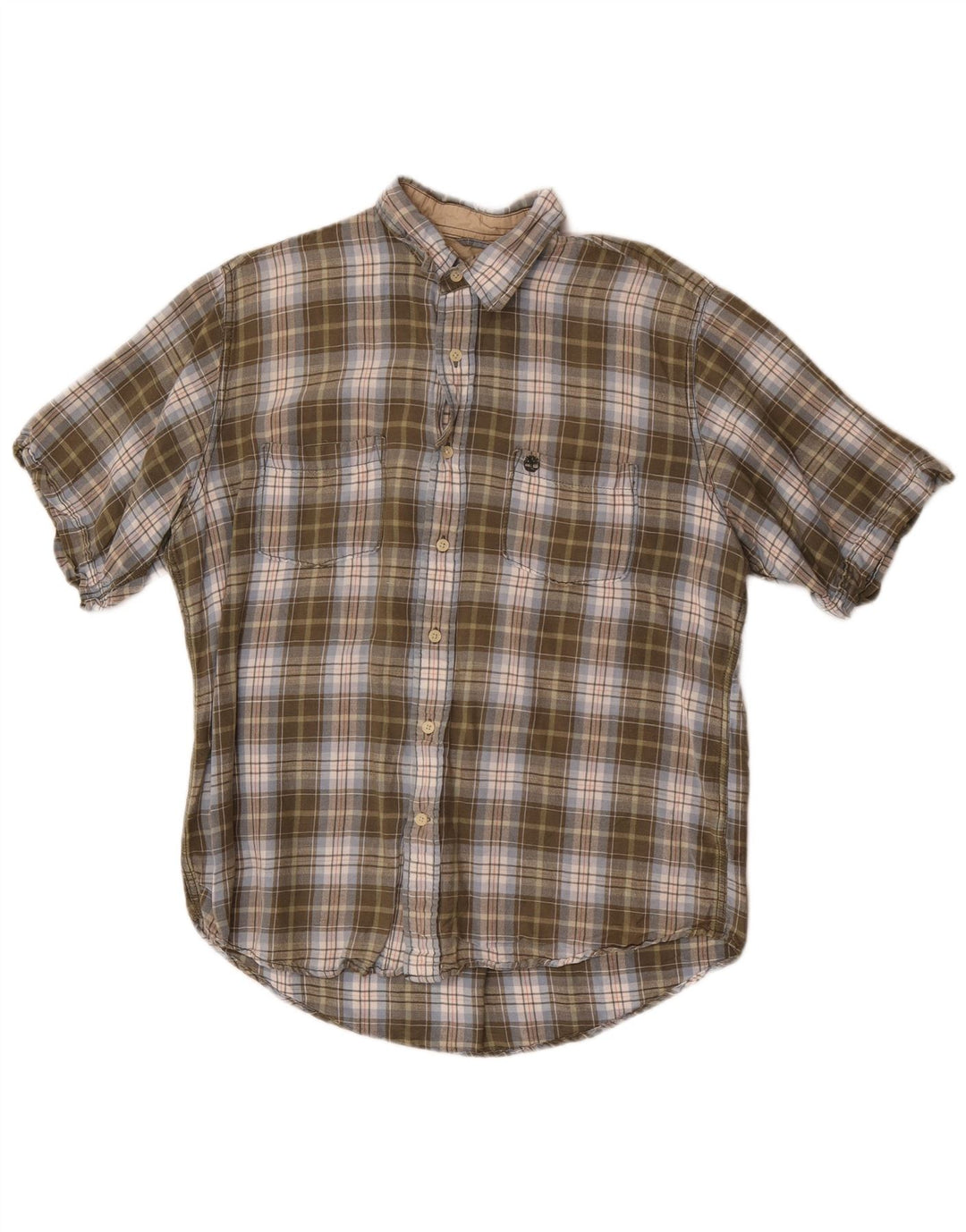 Timberland Kortærmet Herreskjorte Medium Khaki Ternet linned