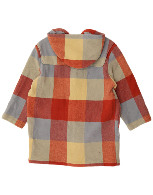 Benetton Womens Hooded Duffle Coat UK 16 Large Multicoloured Plaid Wool