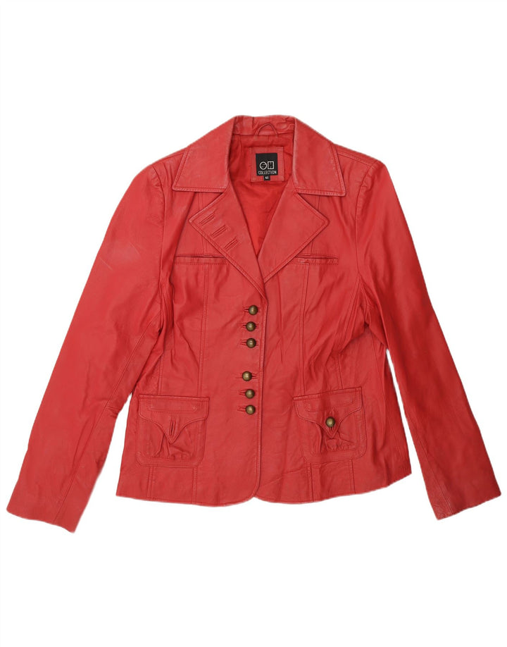 Vintage Womens 6 Button Leather Blazer Jacket IT 42 Medium Red