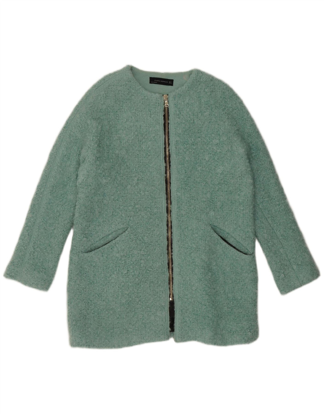 Zara Womens Oversized Overcoat UK 14 Medium Blue Cotton
