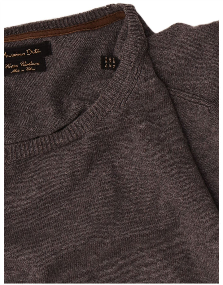 Massimo Dutti Mens Crew Neck Jumper Sweater XL Grey Cotton