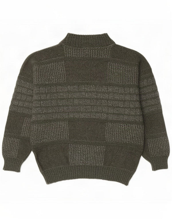 Vintage Mens Turtle Neck Jumper Sweater IT 46 Small Green Geometric