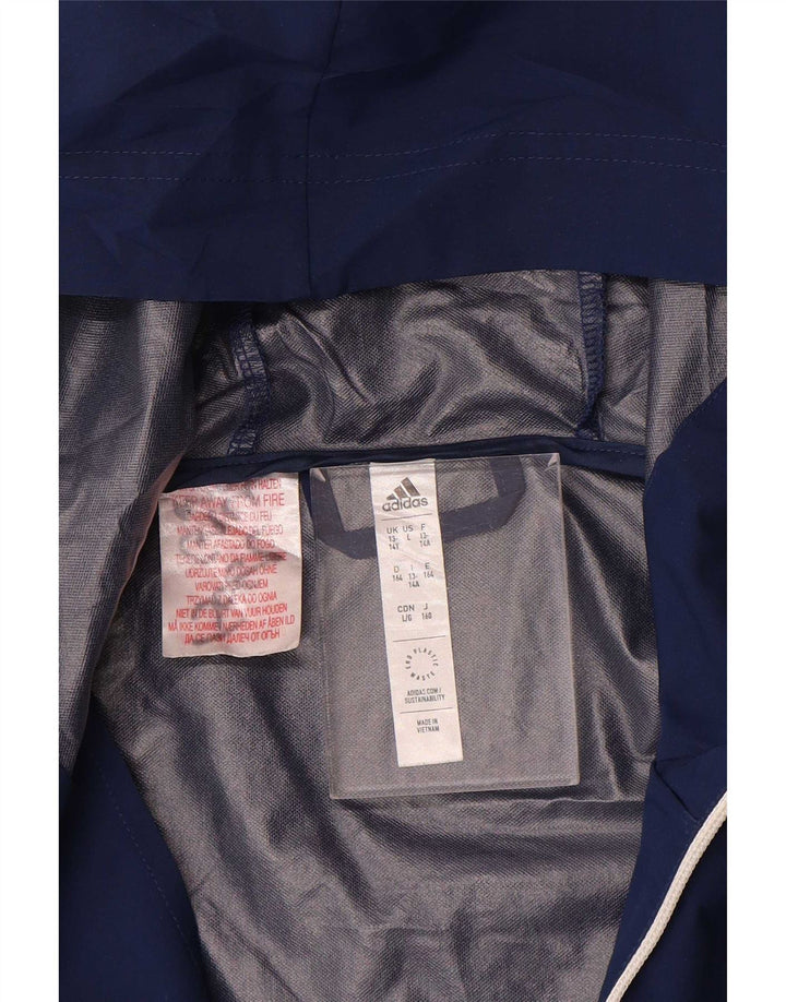Adidas Boys Hooded Rain Jacket 13-14 Years Navy Blue