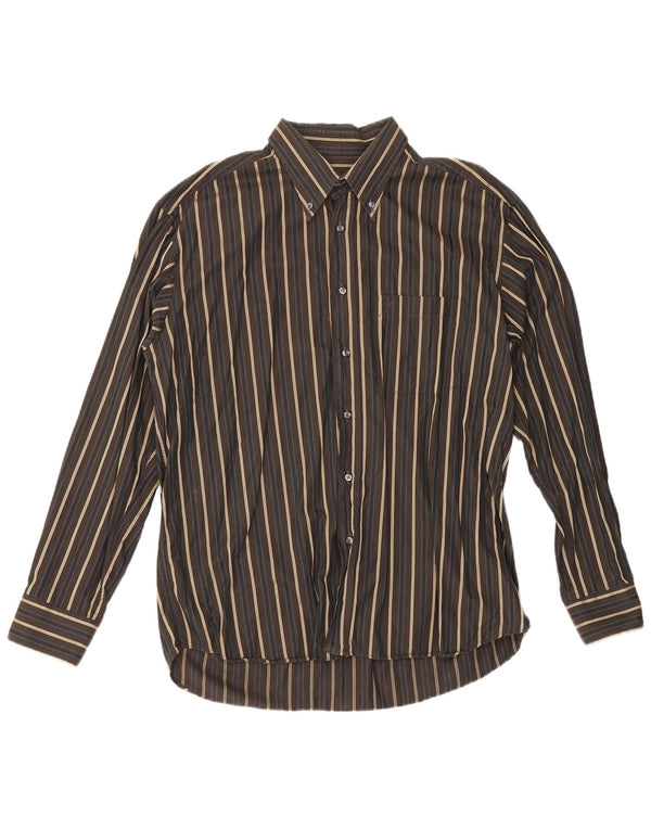 Camicia da uomo Roccobarocco taglia 43 17 XL a righe marroni
