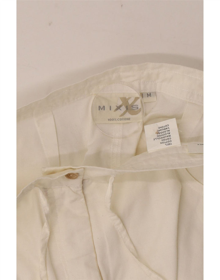 VINTAGE Womens Straight Capri Trousers Medium W28 L18 White Cotton