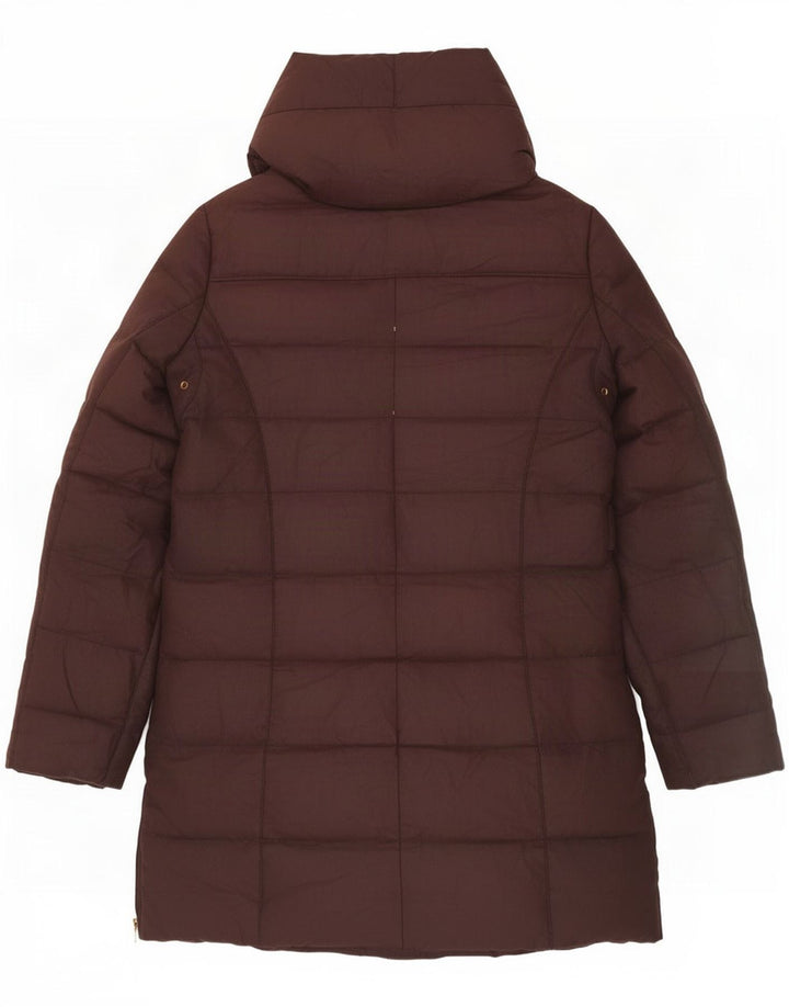 Zara Veste matelassée à capuche pour femme UK 14 Large Marron Polyester