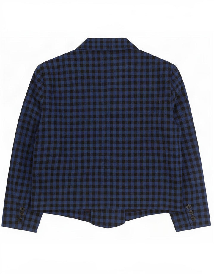 Vintage γυναικείο σακάκι σακάκι με 1 κουμπί UK 14 Medium Blue Gingham