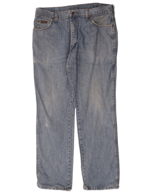 Wrangler Mens Texas Straight Jeans W38 L32 Blue Cotton