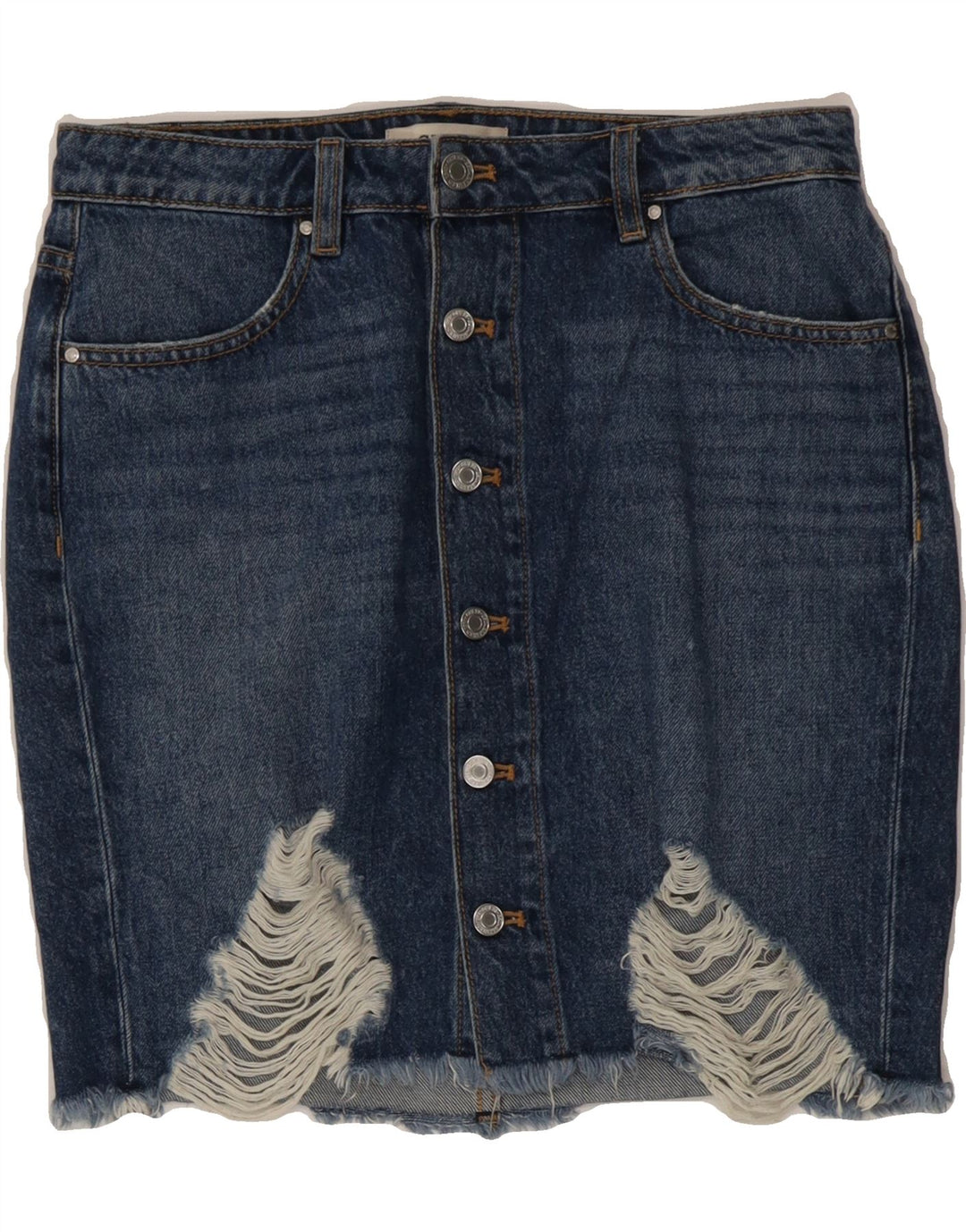 GUESS Womens Distressed Denim Skirt W27 Small  Navy Blue Cotton Vintage Guess and Second-Hand Guess from Messina Hembry 