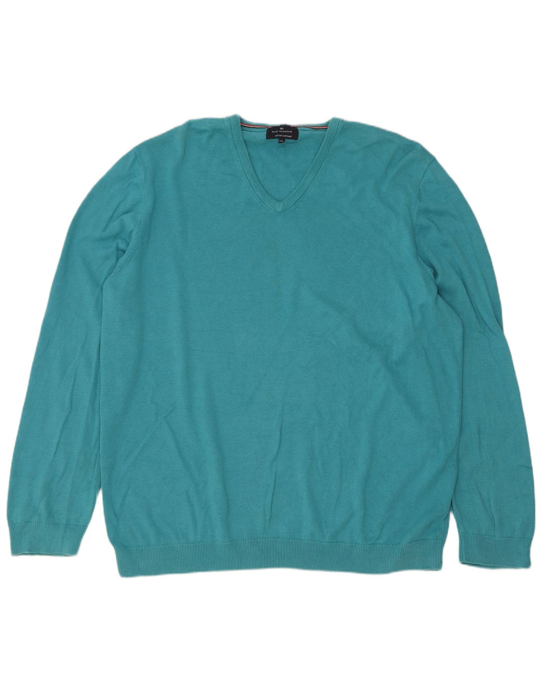 Marks & Spencer Mens V-Neck Jumper Sweater 2XL Turquoise Cotton