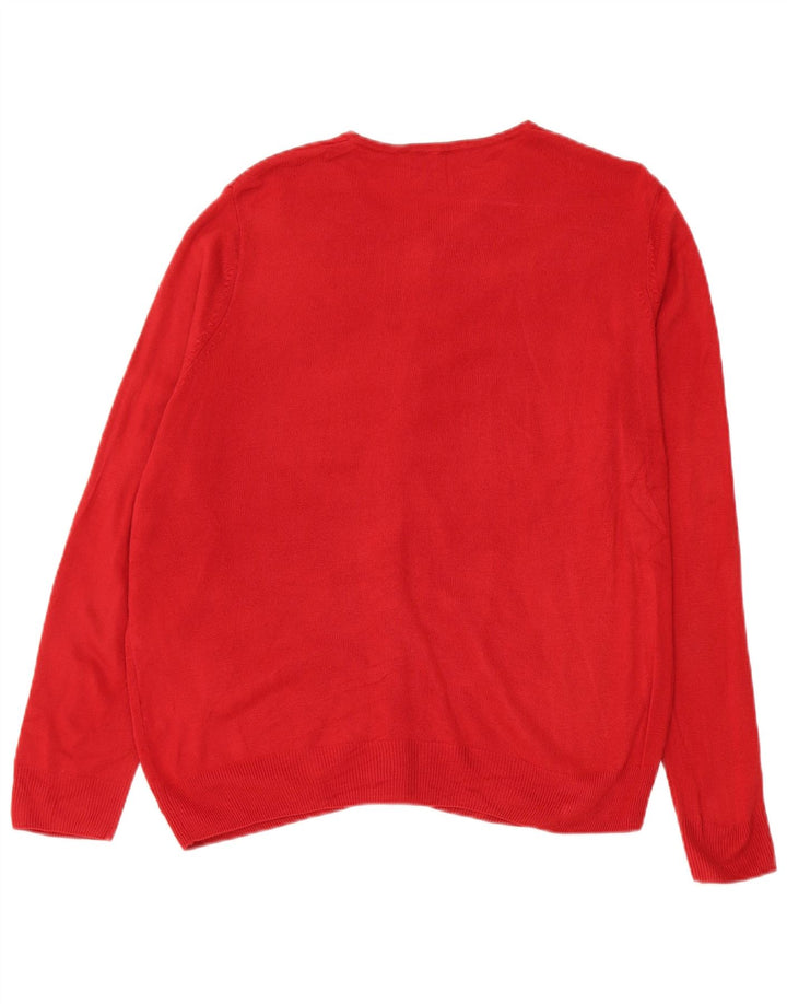 Marks & Spencer Womens Cardigan Sweater UK 16 Large Red Acrylic