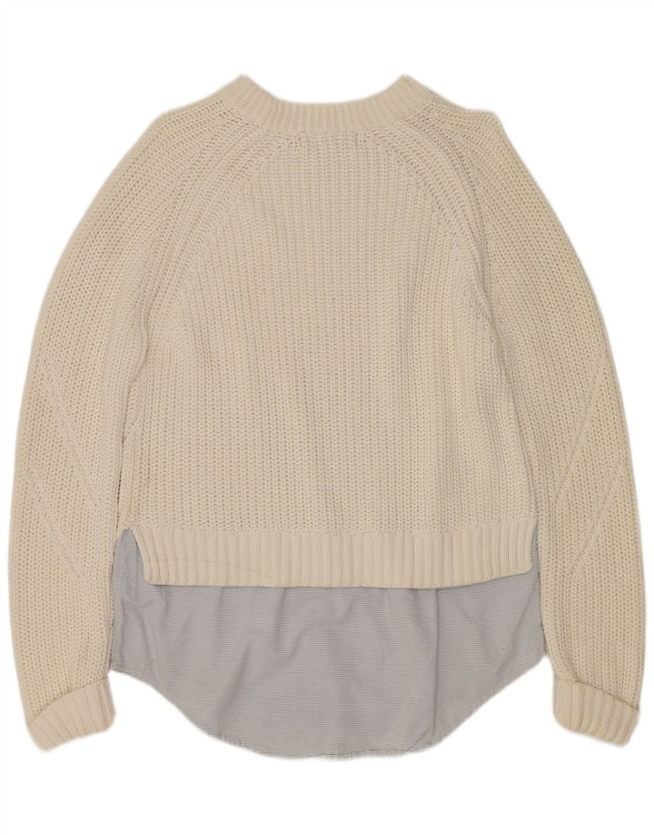 Marks & Spencer Womens Crew Neck Jumper Sweater UK 14 Large Off White