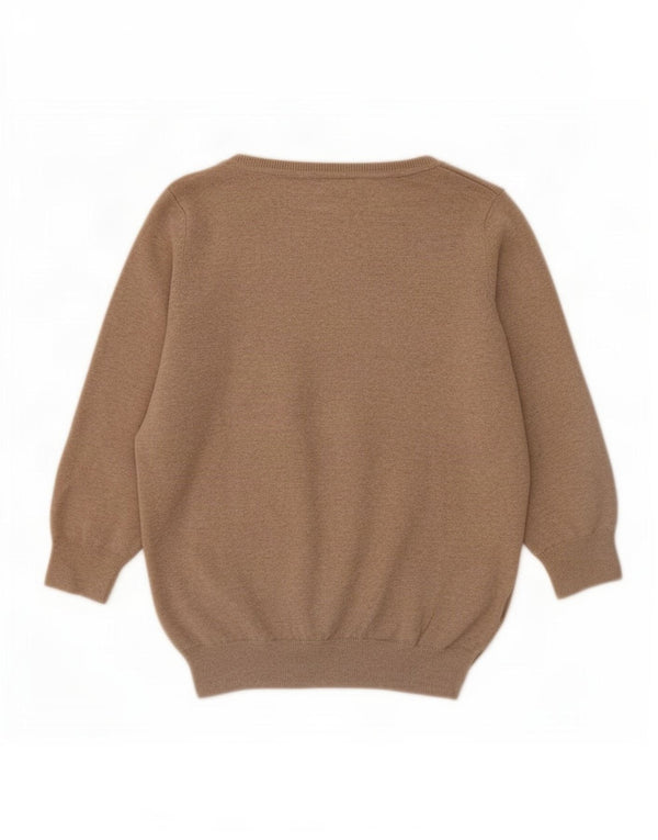 Zara Womens Cardigan à manches 3/4 Pull UK 14 Large Beige Coton
