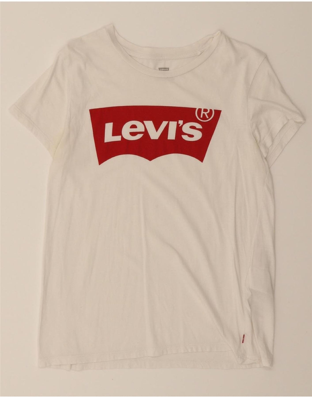 LEVI'S Womens Graphic T-Shirt Top UK 12 Medium White Cotton Vintage Levi's and Second-Hand Levi's from Messina Hembry 