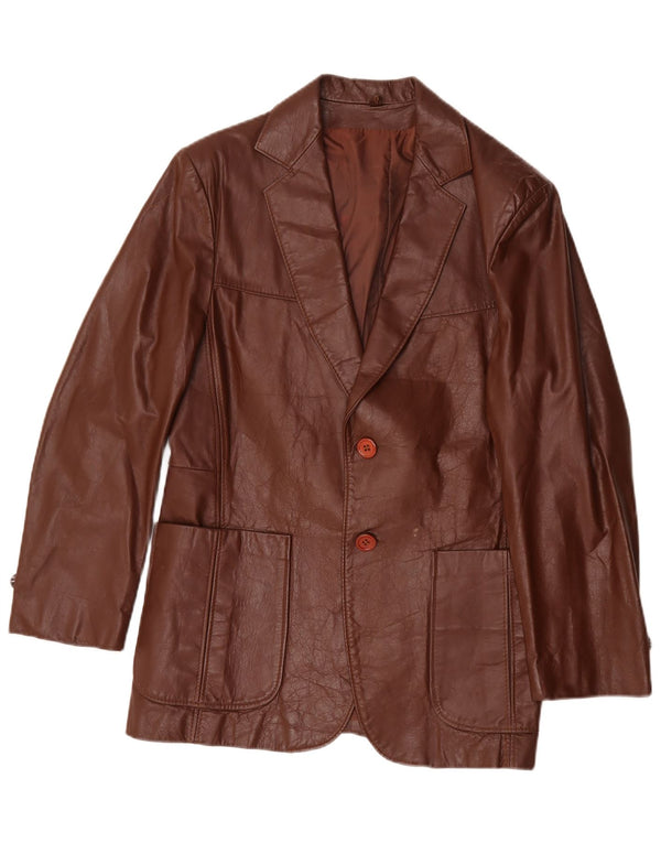 Jean Pierre Herre 2-knaps læderblazerjakke UK 38 Medium Brun