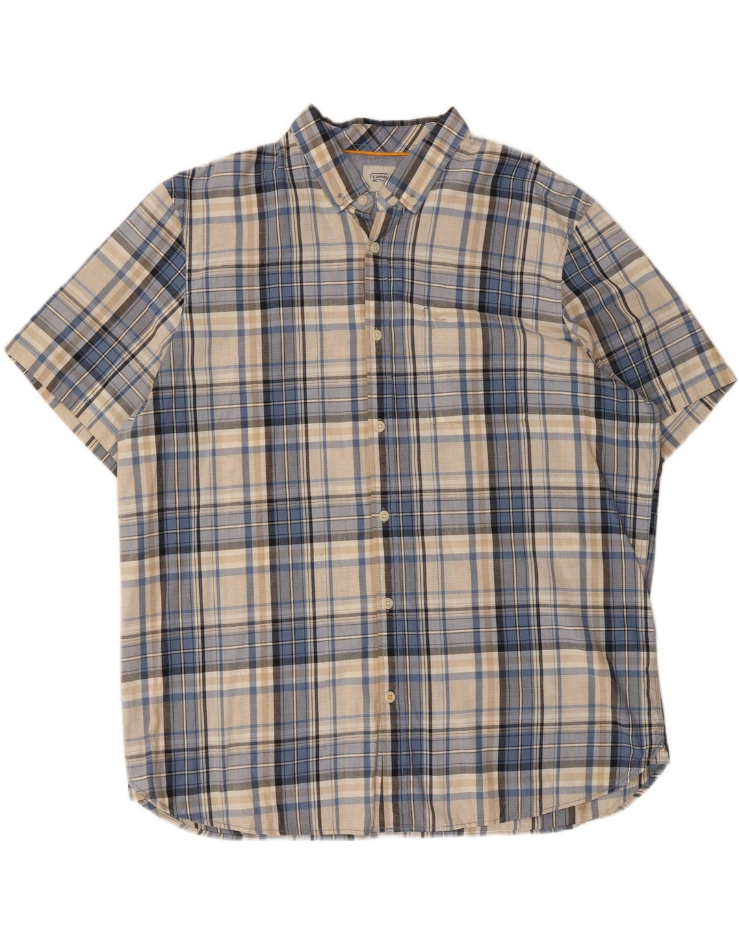 CAMEL ACTIVE Mens Short Sleeve Shirt 2XL Blue Check Cotton