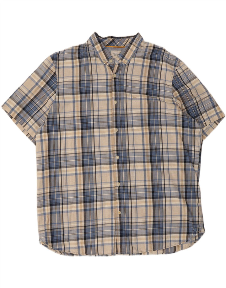 CAMEL ACTIVE Mens Short Sleeve Shirt 2XL Blue Check Cotton