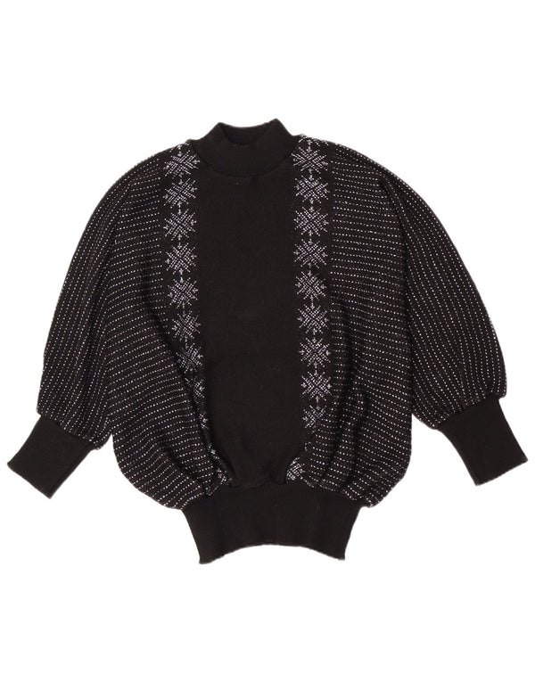 Damart Womens Batwing Turtle Neck Jumper Sweater UK 16 Large Black Striped