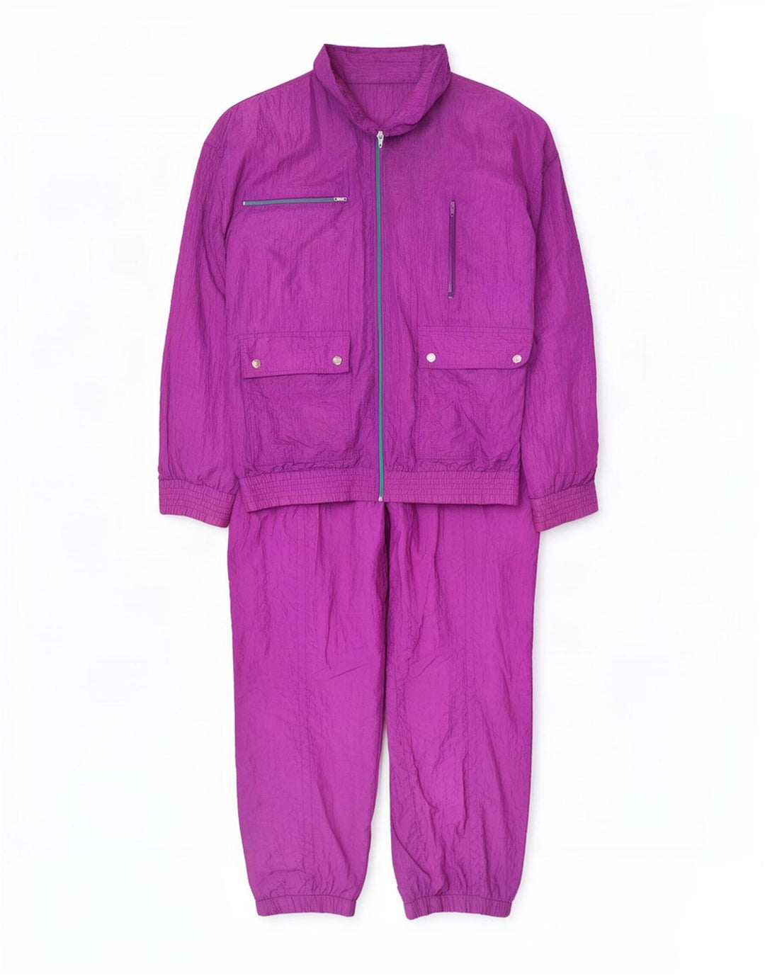 Vintage Mens Full Tracksuit Large Purple Polyamide