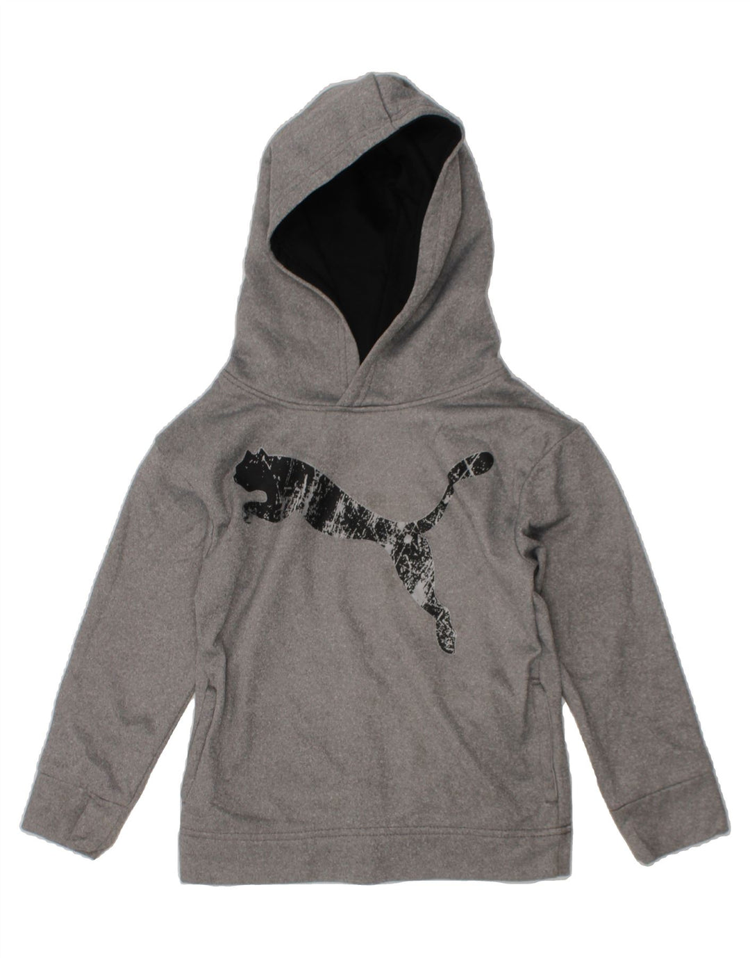 PUMA Boys Graphic Hoodie Jumper 3-4 Years Grey Polyester Vintage Puma and Second-Hand Puma from Messina Hembry 