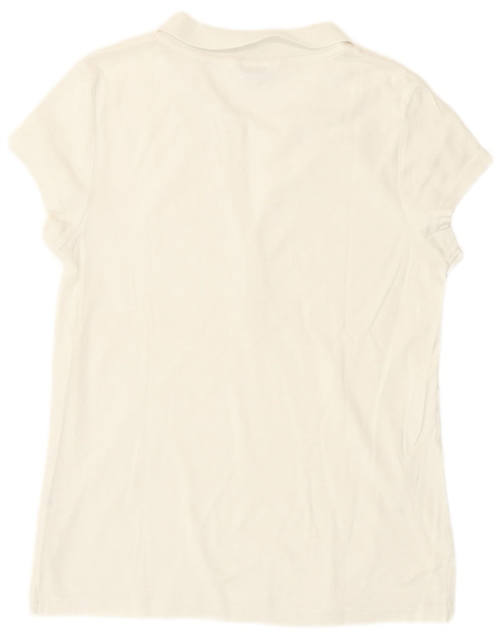 Calvin Klein Womens Polo Shirt UK 14 Medium White Cotton